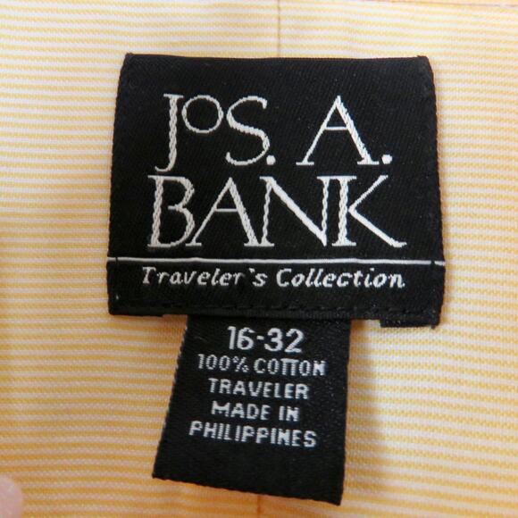 Jos. A. Bank Yellow Button Down Oxford Shirt Size 16-32 Formal Preppy - Picture 4 of 4